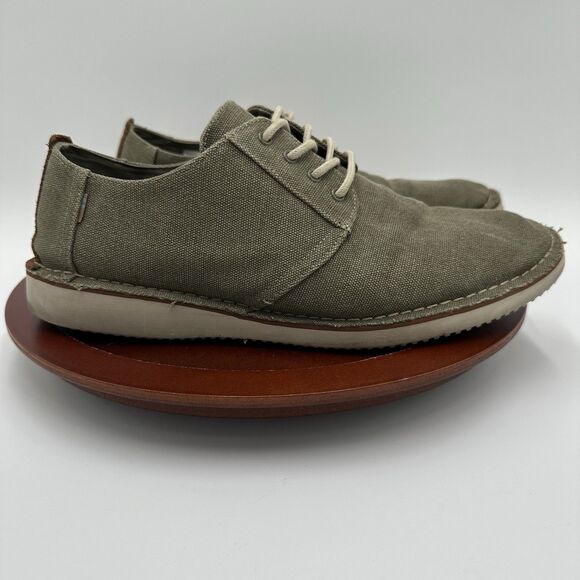 TOMS Preston Canvas Shoes  Men\'s 10.5 Laces Khaki Green Casual Everyday School main image 12